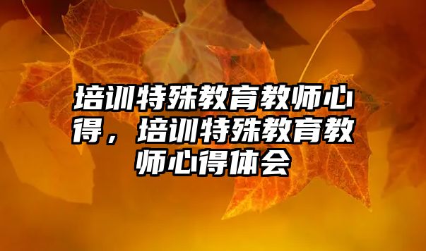 培訓(xùn)特殊教育教師心得，培訓(xùn)特殊教育教師心得體會