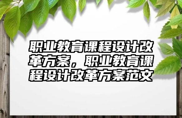 職業(yè)教育課程設(shè)計改革方案，職業(yè)教育課程設(shè)計改革方案范文