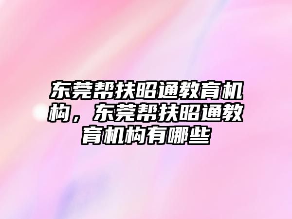 東莞幫扶昭通教育機構(gòu)，東莞幫扶昭通教育機構(gòu)有哪些