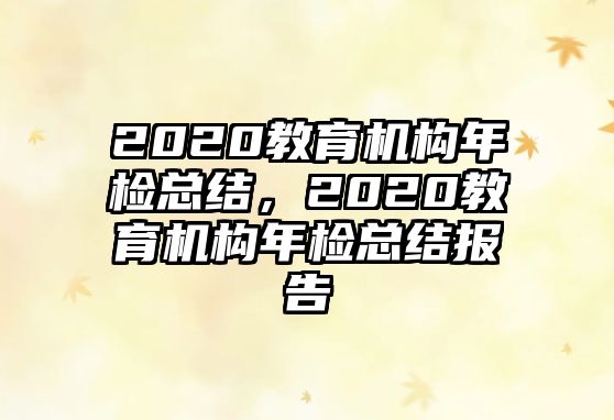 2020教育機(jī)構(gòu)年檢總結(jié)，2020教育機(jī)構(gòu)年檢總結(jié)報(bào)告