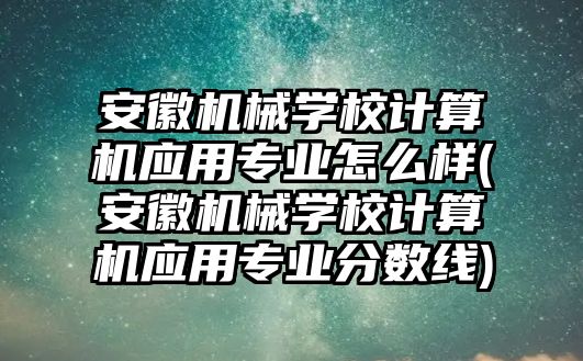 安徽機械學校計算機應用專業(yè)怎么樣(安徽機械學校計算機應用專業(yè)分數(shù)線)