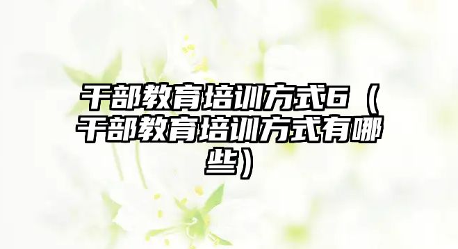 干部教育培訓(xùn)方式6（干部教育培訓(xùn)方式有哪些）