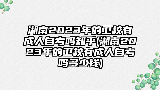 湖南2023年的衛(wèi)校有成人自考嗎知乎(湖南2023年的衛(wèi)校有成人自考嗎多少錢)