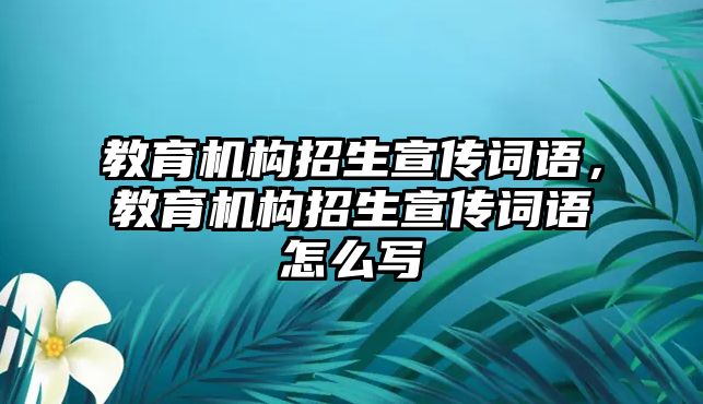 教育機構(gòu)招生宣傳詞語，教育機構(gòu)招生宣傳詞語怎么寫