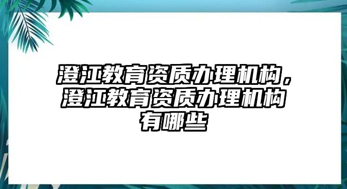 澄江教育資質(zhì)辦理機(jī)構(gòu)，澄江教育資質(zhì)辦理機(jī)構(gòu)有哪些