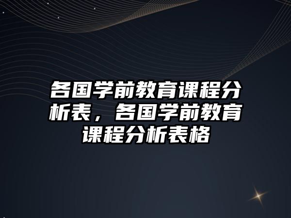 各國學前教育課程分析表，各國學前教育課程分析表格