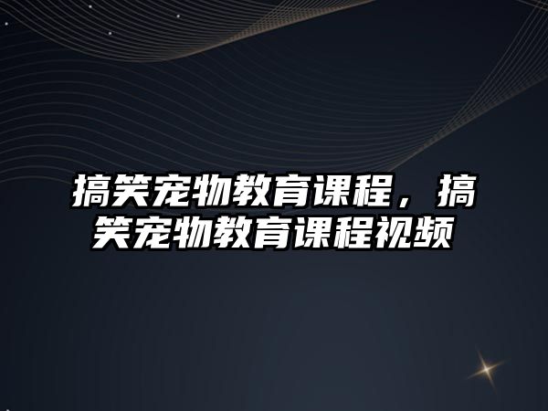 搞笑寵物教育課程，搞笑寵物教育課程視頻