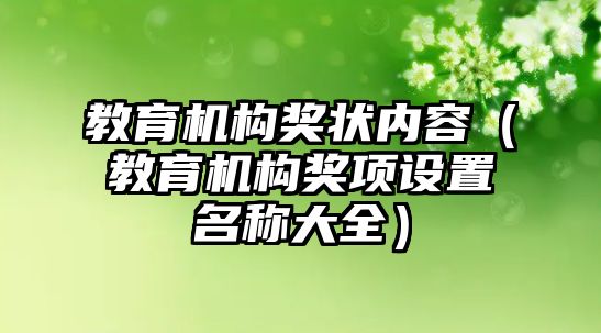 教育機構(gòu)獎狀內(nèi)容（教育機構(gòu)獎項設(shè)置名稱大全）