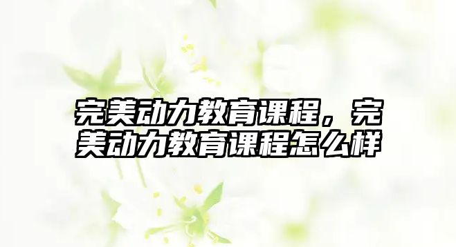 完美動力教育課程，完美動力教育課程怎么樣