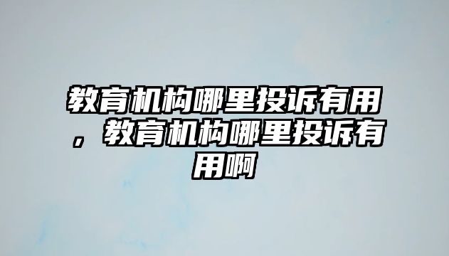 教育機(jī)構(gòu)哪里投訴有用，教育機(jī)構(gòu)哪里投訴有用啊