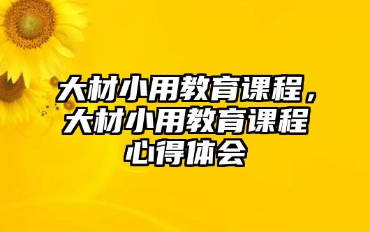 大材小用教育課程，大材小用教育課程心得體會(huì)