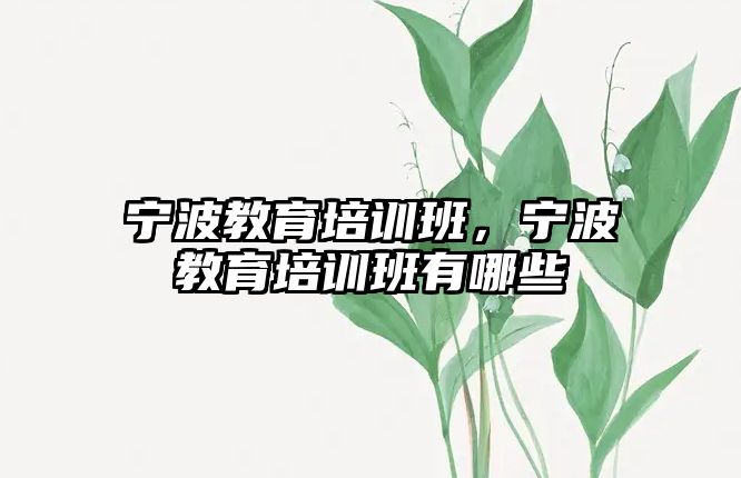 寧波教育培訓班，寧波教育培訓班有哪些