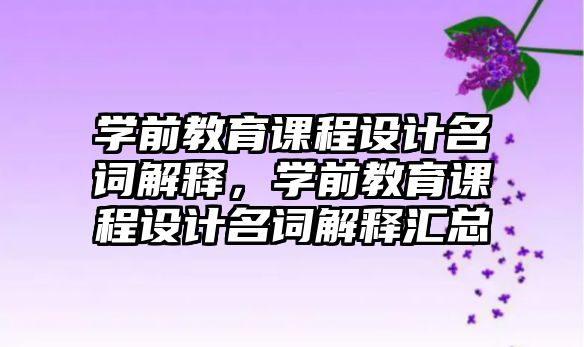 學前教育課程設(shè)計名詞解釋，學前教育課程設(shè)計名詞解釋匯總