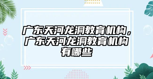 廣東天河龍洞教育機構(gòu)，廣東天河龍洞教育機構(gòu)有哪些