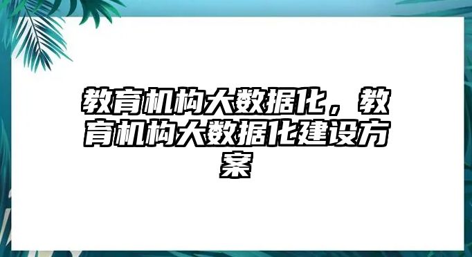 教育機構(gòu)大數(shù)據(jù)化，教育機構(gòu)大數(shù)據(jù)化建設(shè)方案