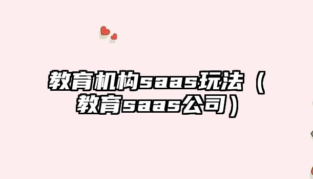 教育機(jī)構(gòu)saas玩法（教育saas公司）