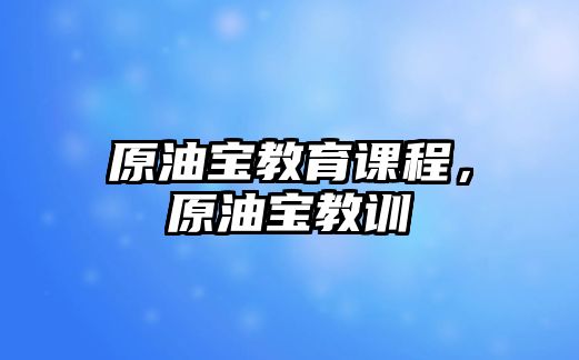 原油寶教育課程，原油寶教訓