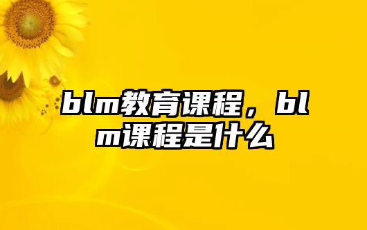 blm教育課程，blm課程是什么