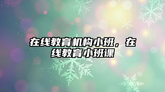 在線教育機(jī)構(gòu)小班，在線教育小班課