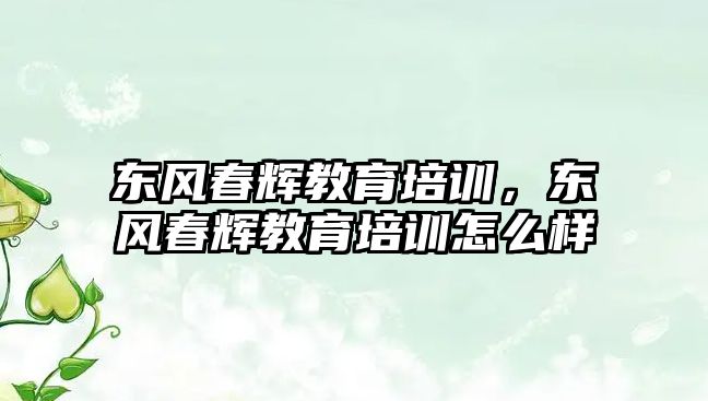 東風春輝教育培訓，東風春輝教育培訓怎么樣