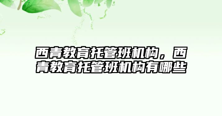 西青教育托管班機構(gòu)，西青教育托管班機構(gòu)有哪些