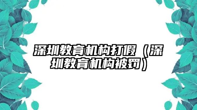 深圳教育機(jī)構(gòu)打假（深圳教育機(jī)構(gòu)被罰）