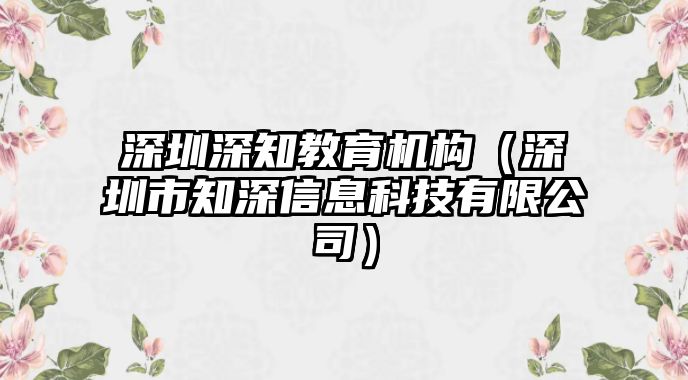 深圳深知教育機(jī)構(gòu)（深圳市知深信息科技有限公司）