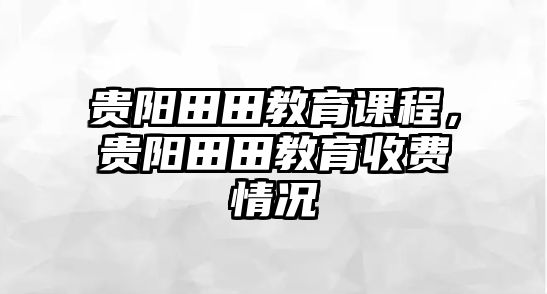 貴陽田田教育課程，貴陽田田教育收費情況