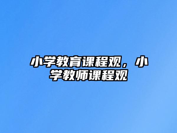 小學(xué)教育課程觀，小學(xué)教師課程觀