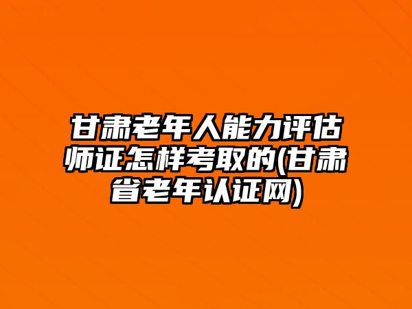 甘肅老年人能力評(píng)估師證怎樣考取的(甘肅省老年認(rèn)證網(wǎng))