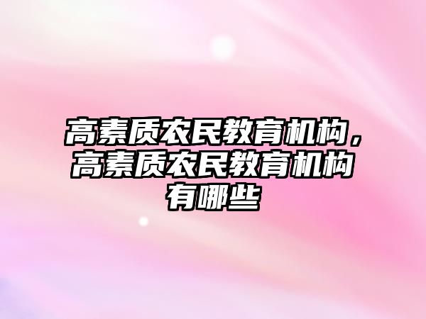 高素質(zhì)農(nóng)民教育機構(gòu)，高素質(zhì)農(nóng)民教育機構(gòu)有哪些