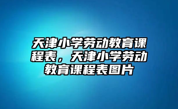 天津小學(xué)勞動教育課程表，天津小學(xué)勞動教育課程表圖片