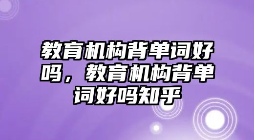 教育機(jī)構(gòu)背單詞好嗎，教育機(jī)構(gòu)背單詞好嗎知乎