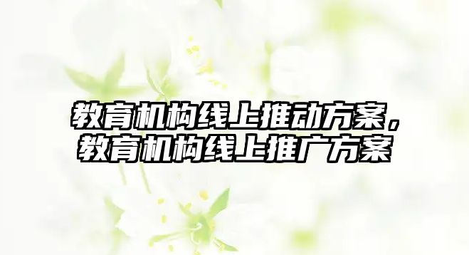 教育機構(gòu)線上推動方案，教育機構(gòu)線上推廣方案