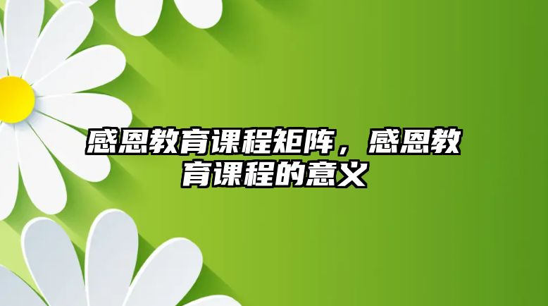 感恩教育課程矩陣，感恩教育課程的意義