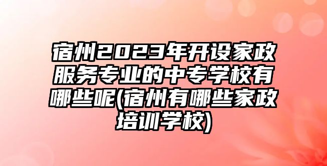 宿州2023年開設(shè)家政服務(wù)專業(yè)的中專學(xué)校有哪些呢(宿州有哪些家政培訓(xùn)學(xué)校)