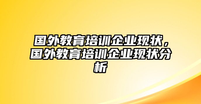 國外教育培訓(xùn)企業(yè)現(xiàn)狀，國外教育培訓(xùn)企業(yè)現(xiàn)狀分析