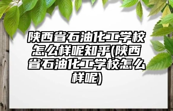 陜西省石油化工學(xué)校怎么樣呢知乎(陜西省石油化工學(xué)校怎么樣呢)