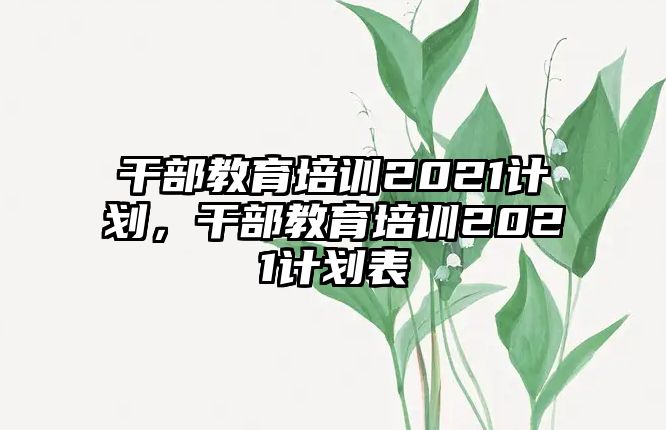 干部教育培訓(xùn)2021計(jì)劃，干部教育培訓(xùn)2021計(jì)劃表