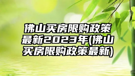 佛山買房限購政策最新2023年(佛山買房限購政策最新)