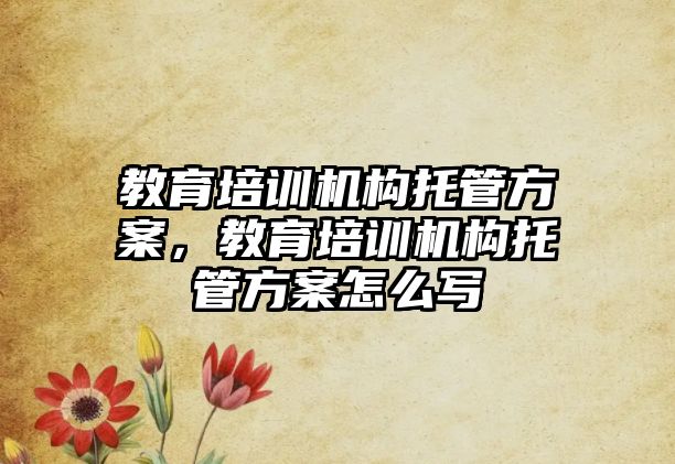 教育培訓機構(gòu)托管方案，教育培訓機構(gòu)托管方案怎么寫