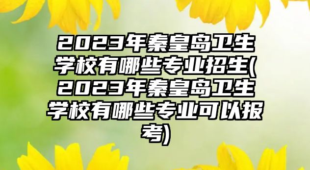 2023年秦皇島衛(wèi)生學校有哪些專業(yè)招生(2023年秦皇島衛(wèi)生學校有哪些專業(yè)可以報考)