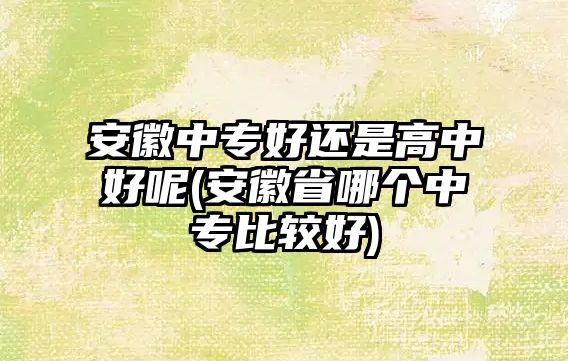 安徽中專好還是高中好呢(安徽省哪個(gè)中專比較好)