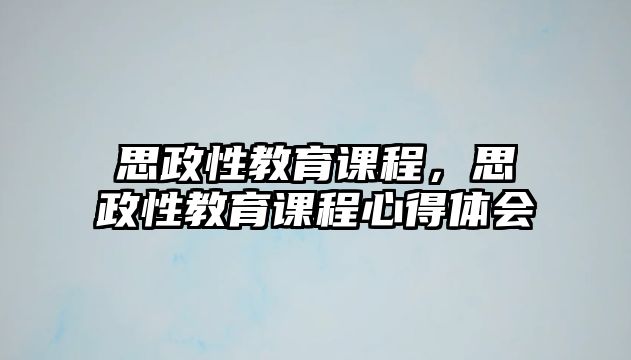 思政性教育課程，思政性教育課程心得體會