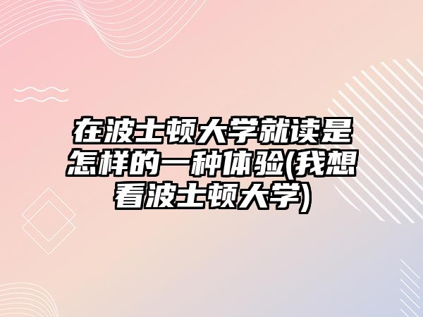 在波士頓大學(xué)就讀是怎樣的一種體驗(yàn)(我想看波士頓大學(xué))