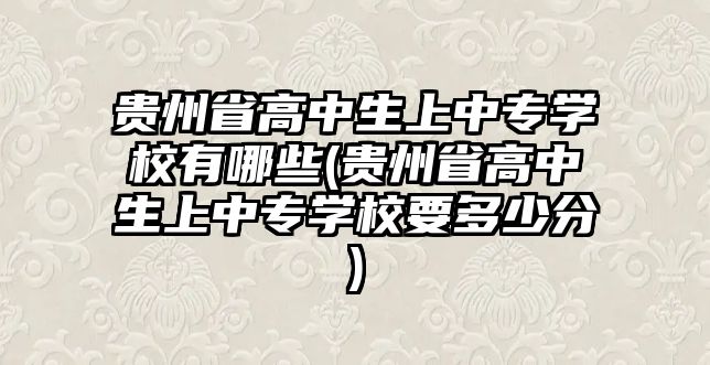 貴州省高中生上中專學(xué)校有哪些(貴州省高中生上中專學(xué)校要多少分)