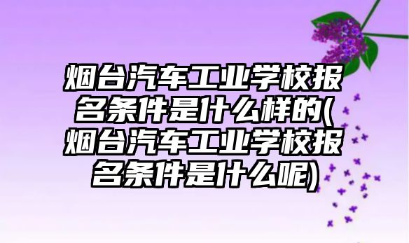 煙臺汽車工業(yè)學(xué)校報名條件是什么樣的(煙臺汽車工業(yè)學(xué)校報名條件是什么呢)