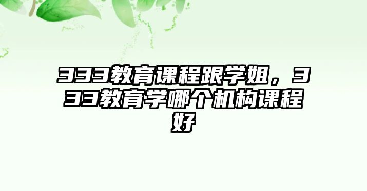 333教育課程跟學(xué)姐，333教育學(xué)哪個(gè)機(jī)構(gòu)課程好