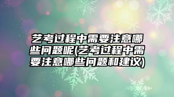 藝考過程中需要注意哪些問題呢(藝考過程中需要注意哪些問題和建議)