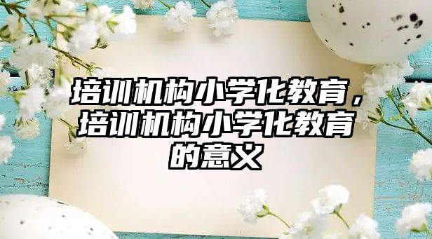 培訓(xùn)機(jī)構(gòu)小學(xué)化教育，培訓(xùn)機(jī)構(gòu)小學(xué)化教育的意義